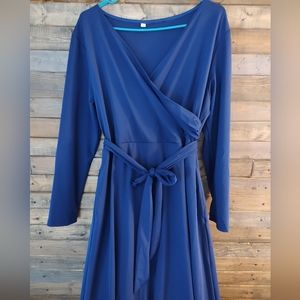 Shein belted long sleeve maxi dress with pockets